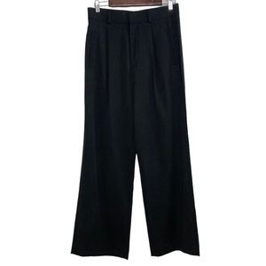 Everlane Black Wide Leg Pants Size 8  Cotton Lyocell High Waist Trousers